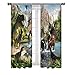 Sevendec Curtains for Kids Bedroom - Dinosaur Window Drapes for Boys and Girls Living Room, 3D Jurassic Nature Cute Room Décor 2 Panel W29.5 X H65