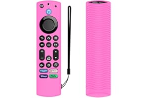 FIIMAN Silicone Remote Case, Lightweight Anti Slip Shockproof with Lanyard - Compatible with Toshiba/Insignia Firetv Omni or 4-Series TV (Pink Glow)