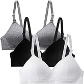 ABTRAV Teen Girls Bras Cotton Breathable Underwear Wire Free Training Bralette Sports Bra for 12-18 Years