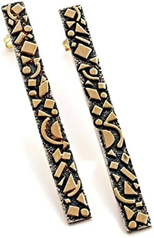 'Fragments' Dangling earrings in 18 Kt gold and oxidized sterling silver