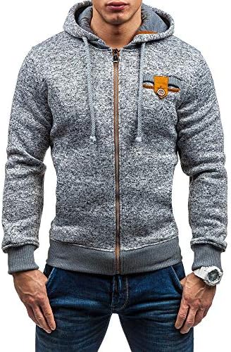 Mens Coats Winter Sale Linqi1164 Long Sleeve Warm Zip Coat with Hooded Drawstring Fleece Jacket Trench Sweater Parka Coats Cardigan Sportswear Outwear