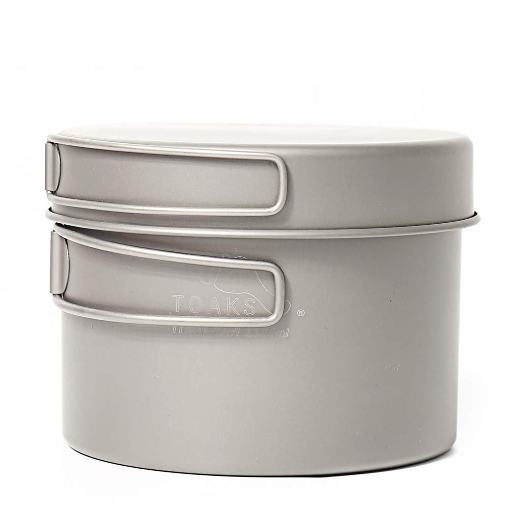 Toaks titanium outdoor camping pan, hiking cookware, backpacking cooking picnic bowl, pot pan set, 1300ml