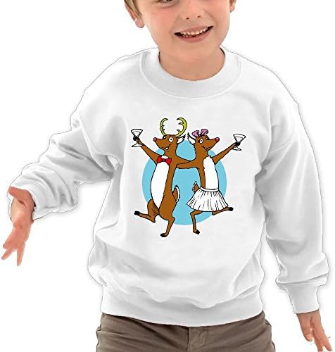 Guxin Caribou Couples Drink And Celebrate Child Round Collar Pullover Hoodie Toddler/Kids Long Sleeve Sweatshirts