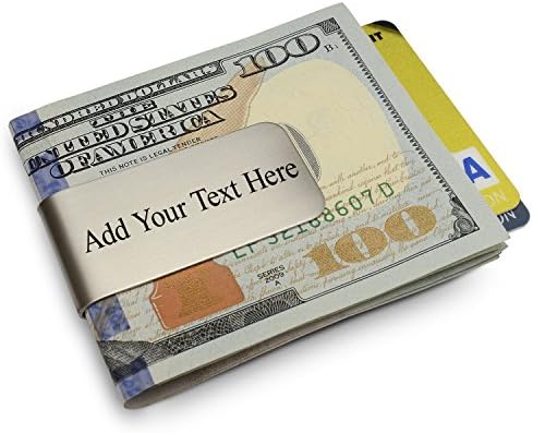 PERSONALIZED CUSTOM LASER ENGRAVING Money Clip &amp; Credit Card Holder Stainless Steel Metal Front Pocket Slim and Sleek with Velvet Carrying Bag Included