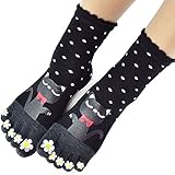 Lovely Lucky Cat Toes Socks Funky Socks for Girls (Black)