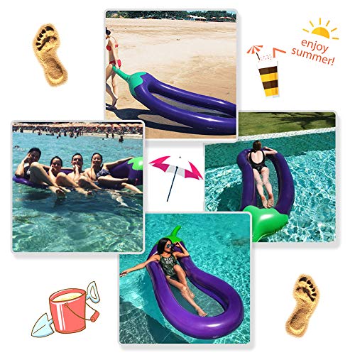 image for SuperMore Swimming Raft,Inflatable Eggplant Pool Float Outdoor Swimmin