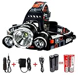 Benran Waterproof LED Headlamp Headlight Rechargeable Head Flashlight Lamp with 3 Xm-l T6 4 Modes Outdoor Sports Hiking Camping Riding Fishing Hunting