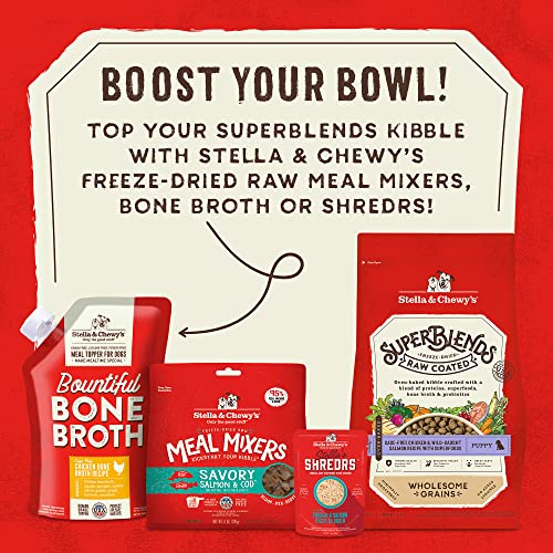 STELLA & CHEWY’S SUPERBLENDS RAW COATED WHOLESOME GRAINS PUPPY CAGE-FREE CHICKEN & WILD-CAUGHT SALMON RECIPE WITH SUPERFOODS, 3.5 LB. BAG