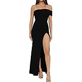 Elegant Off The Shoulder Bodycon High Slit Maxi Dress Sexy Strapless Twist Front Split Midi Dresses Evening Gowns