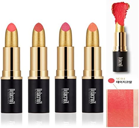 [Delacroix] LIPTIC in GOLD SPECIAL 3.4g 4 Colors Waterproof/Long-wearing Effect/Unique Lipstick (SC04 Daisy Coral)