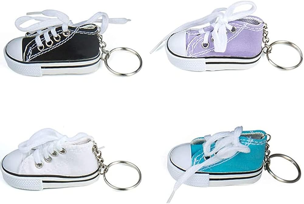 4 Pcs Shoe Keychains Canvas Shoe Shaped Keyrings Cute Pendants for Keys