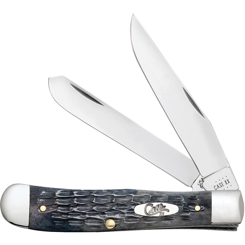 Case XX Trapper Pocket Knife - Pocket Worn Gray Bone Crandall Jig (Item 58410, 4 1/8" Closed)