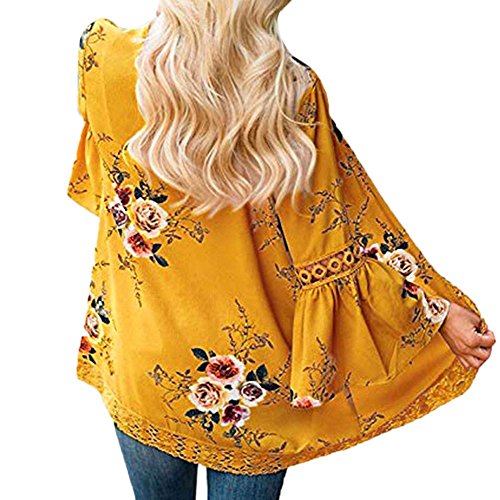 Women Lace Floral Open Cape Casual Coat Loose Blouse Kimono Jacket Cardigan
