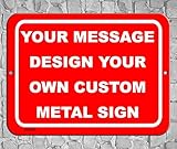 BA IMAGE Personalized Custom Red 001 Aluminum Metal Sign with Your Message (9x12 Red w/White, Horizontal)