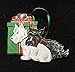 Scottish Terriers Christmas Ornament Handcrafted Wood, Red Gift Bow Mid-Century Modern 1950s Card, Black White Scotties, Dog Lover's Gift