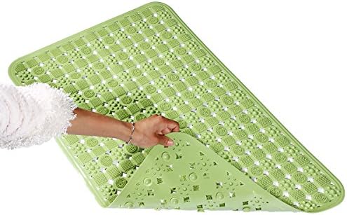 Grip No Smell PVC Antislip Massage Bath Mat (30.7L x 18.11W Inches) Firstway Washable Aslo for Baby No-Slip Rubber Bathtub Mats - Green