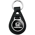 GRAPHICS & MORE Black Leather Honda Logo Keychain