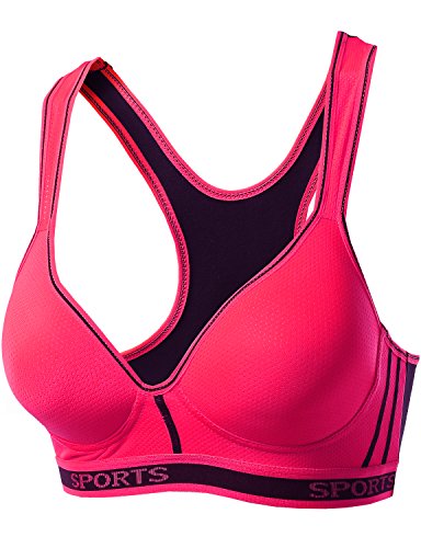 Sporty Wirefree Padded Mesh Strap Sport Bras Hot Pink Size 40B
