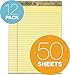 TOPS Second Nature 100% Recycled 18 lb. Legal Pad, 8-1/2 x 11-3/4 Inches, Perforated, Canary, Legal/Wide Rule, 50 Sheets per Pad, 12 Pads per Pack (74095)