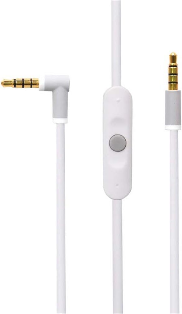 Monoy Replacement Beats Audio Cable + Inline Remote/Microphone for Beats by Dr. Dre Headphone SoloHD/Studio/Pro/Detox/Wireless - Compatible for Samsung S7 Note 5 LG V10 G5 iPhone 6s (White)