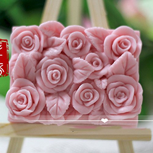 Grainrain Soap Mold Silicone Craft Rose Rectangle Soap Making Mould DIY Candle Resin Mold