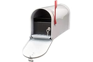 Qualarc E1-MLBX-LKIT-WHT Rust Proof Galvanized Steel Mailbox with Locking Insert, Steel Latch & Red Aluminum Flag, White