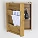 Bamboo Key and Mail Organizer For Wall ( Natural), By Home Basics | Mail Shelf Organizer With 6 Interior Key Hooks | Dual Compartment Small Mail Holder