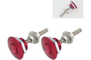 PTNHZ RACING 2pcs 1.25" Universal JDM Style Quick Latch Bumper Release Fastener Push Button Billet Hood Pin Lock Clip Kit Quick Pins for Auto Car Bumper Hood License Plate Red