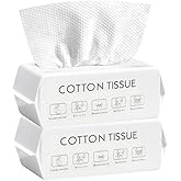Disposable Face Towel, 100% Plant Cotton Fiber Biodegradable, Dry/Wet Use Facial Clean Washcloth Tissue Makeup Remover Cloth Pads Wipes for Sensitive Skin Cleaning,Travel (140 ct, 2 pack)