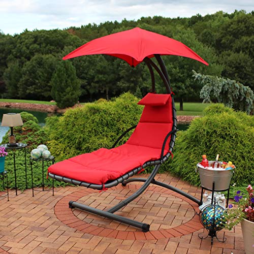 Sunnydaze Floating Chaise Lounger, Outdoor Hanging Hammock Patio
