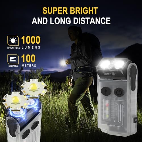V20 Mini Torcia, Torcia Rotante a 180° con Luce UV 365nm, Allarme Buzzer 110dB, 1000 Lumen Super Luminoso con 13 Modalità, Impermeabile IP67, per Campeggio Escursionismo (bianco)
