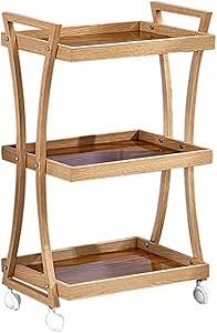 Carrito de Servicio -Estantes de Almacenamiento de Madera Maciza con