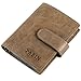 RFID Blocking Genuine Leather Business Card Holder for men-20 Credit Card Slots-Vintage Namecard Wallet Button (Khaki)