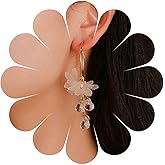 Andelaisi Boho Acrylic Flower Hoop Earrings Vintage Crystal Flower Drop Earrings Gold Huggie Hoop Earrings Resin Flower Tassel Earrings Jewelry for Women