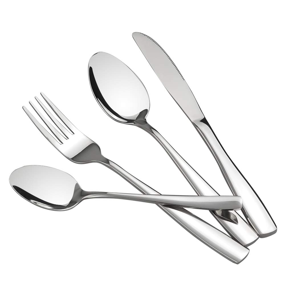 Mayish 32 Pieces Silver Stainless Steel Cutlery Set, Spoon Fork Knife, Service for 8