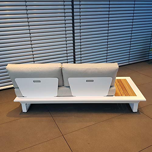 ICM Alu Gartenlounge Set Cannes Aluminium weiß Teak Gartenmöbel Loungegruppe Terrassenmöbel Outdoormöbel Loungeset Outdoorlounge Gartenmöbelset – Bild 4