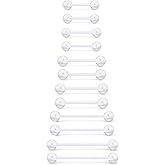 Kwoencxi 16G 14G Plastic Nipple Piercing Tongue Rings Flexible Acrylic Straight Tongue Ring Nipple Barbell Pregnancy Belly Ring Retainer Piercing Jewelry for Surgery Sport Women Men