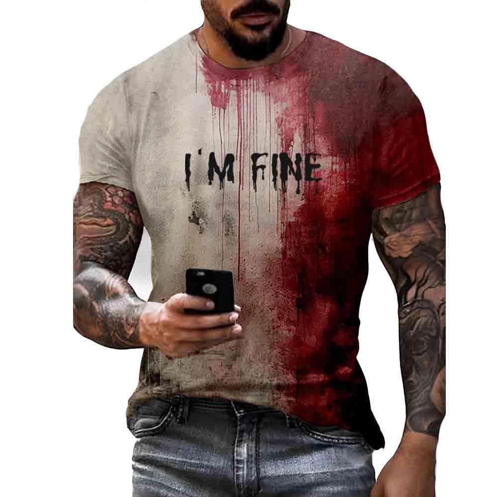 Generic 'I'm Fine' Blood Print T-Shirt - Mens Funny