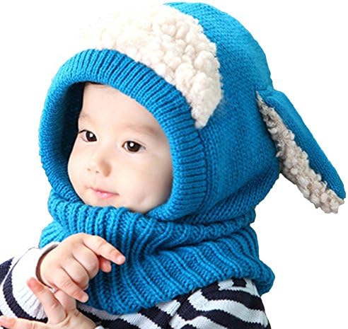 TagoWell Winter Baby Girl Kid Cute Hat Knitted Earflap Hood Skull Scarf Cap,Blue