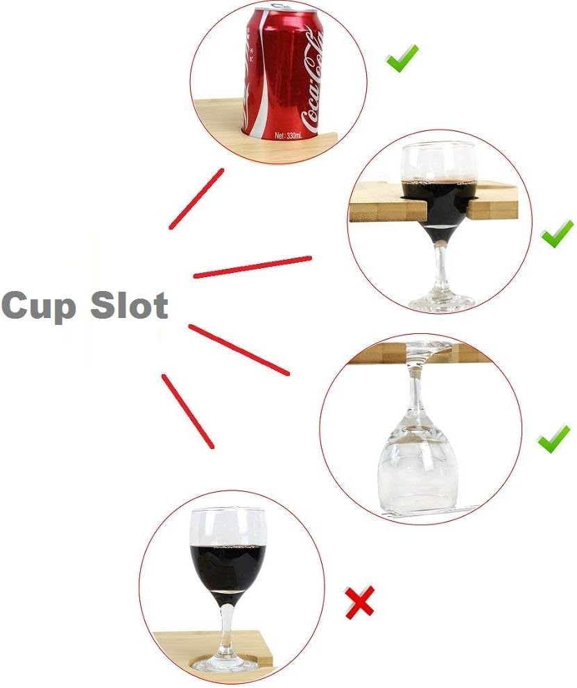 INNOSTAGE Portable and Foldable Wine and Snack Table for Picnic Outdoor on The Beach Park or Indoor Bed-2 Positions: Kitchen & Dining