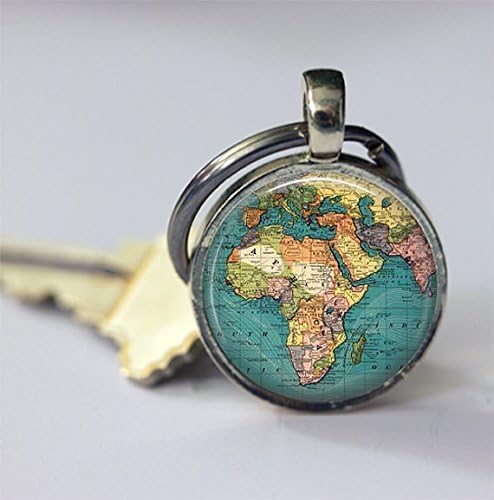Map Keychain,World Travel Globe Key Chain