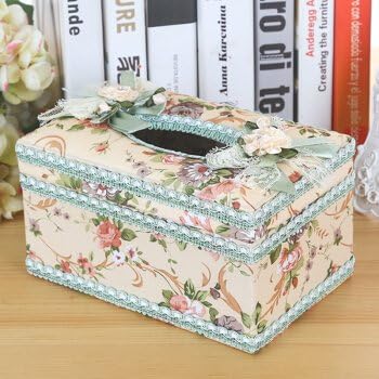 jlysheng Fabric vehicle tissue box lace storage box roll paper continental creative home napkin box tray Living Room,drunken butterfly flower green