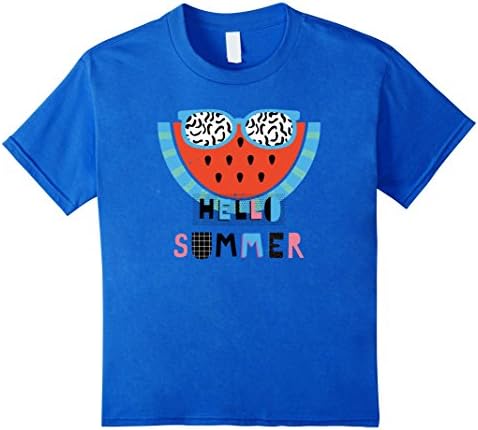 unisex-child Hello Summer Watermelon with Sunglasses T-Shirt 6 Royal Blue