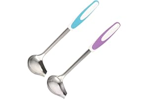 Generic Sauce Spoon Small Ladle 2pcs with Non- Handle Stainless Steel and Pouring Spout, Easy to Clean