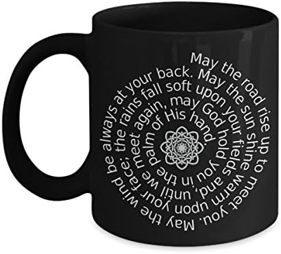 Irish blessing ceramic coffee mug with celtic knot motif - Black 11oz gift coffee mug