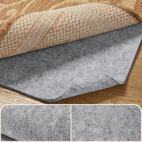 Double Sided Rug Pad Underpad 8x10 Non Slip Reversible Rug Gripper -1/4" Anti Slip Rug Underlay-Carpet Underpad for Area Rug Cushion Extra Thick Felt,Keep Your Rugs Stay in Place