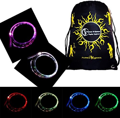 Juggle Light - Medium (1.8m) FIBRE OPTIC Glow Whip + Travel Bag! Western Style Skill Whips In