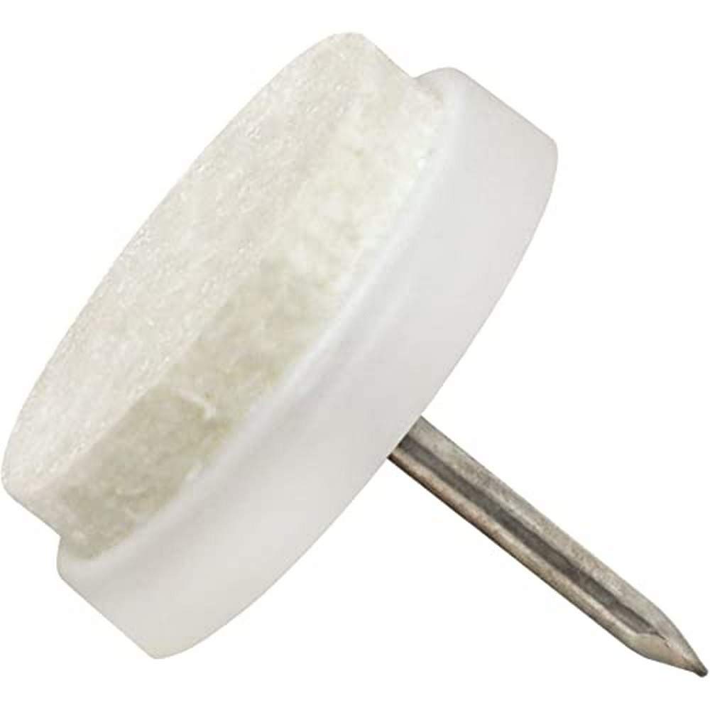 Adsamm® / 32 x Felt-pads with nail | Ø 0,79'' (Ø 20 mm) | white | round | Premium quality furniture sliders with nail by Adsamm®