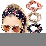 DRESHOW 4 Pack Headbands Vintage Elastic Printed Head Wrap Stretchy Moisture Hairband Twisted Cute Hair Accessories