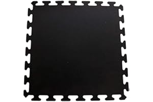 American Floor Mats Fit-Lock 3/8 Inch Heavy Duty Rubber Flooring - Interlocking Rubber Tile (24" x 24" tile) Solid Black - Single Center Tile